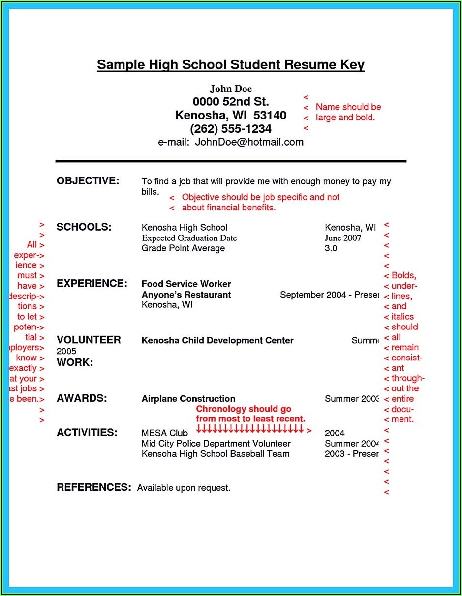 Free Resume Samples For Students