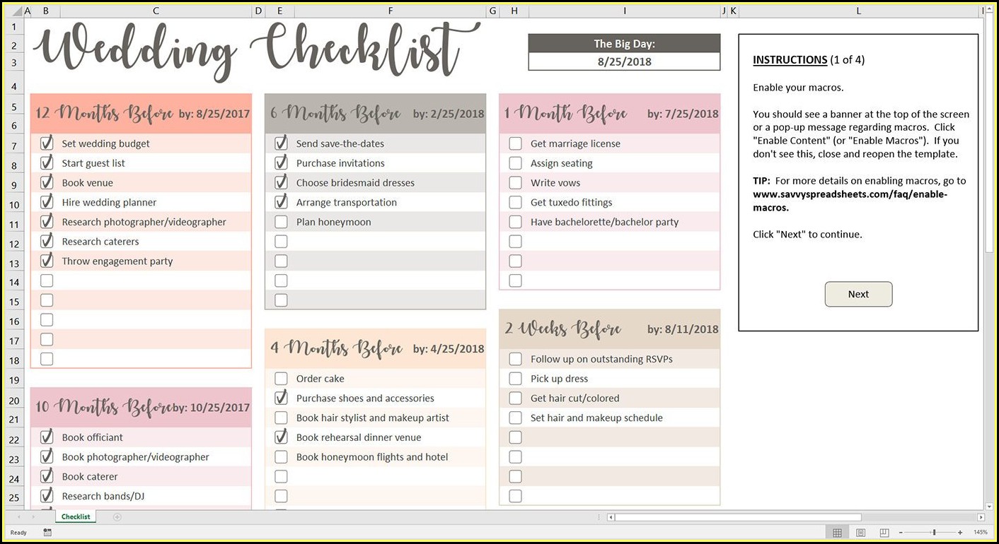 Free Wedding Checklist Template Excel