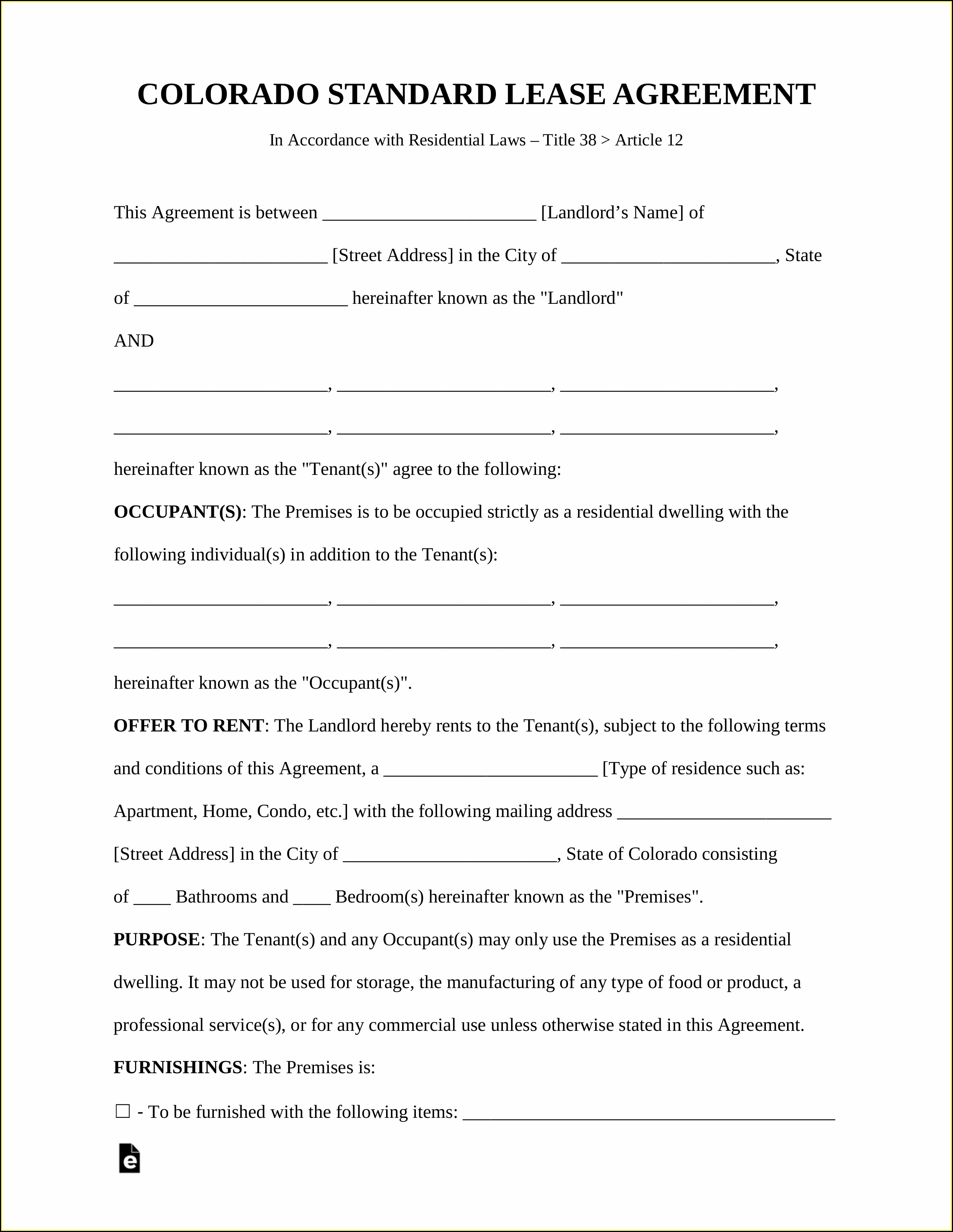 Housing Lease Template
