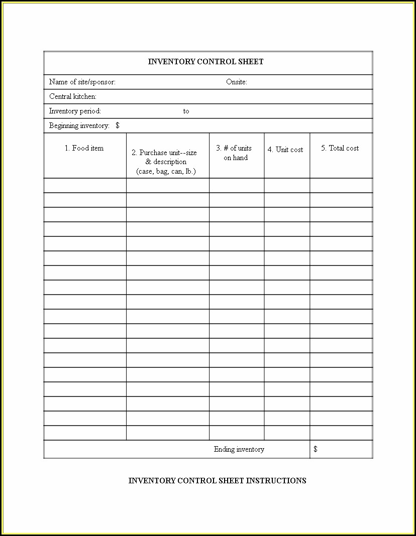 Inventory Control Spreadsheet Templates