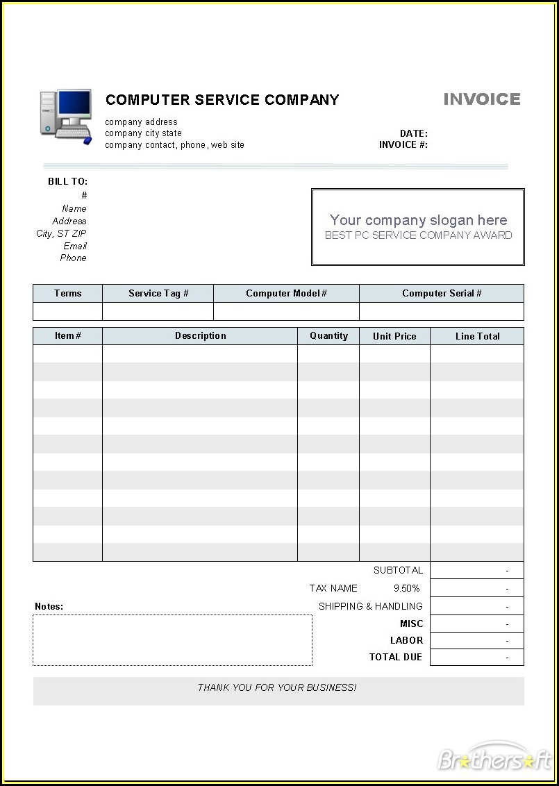 Microsoft Publisher Invoice Template