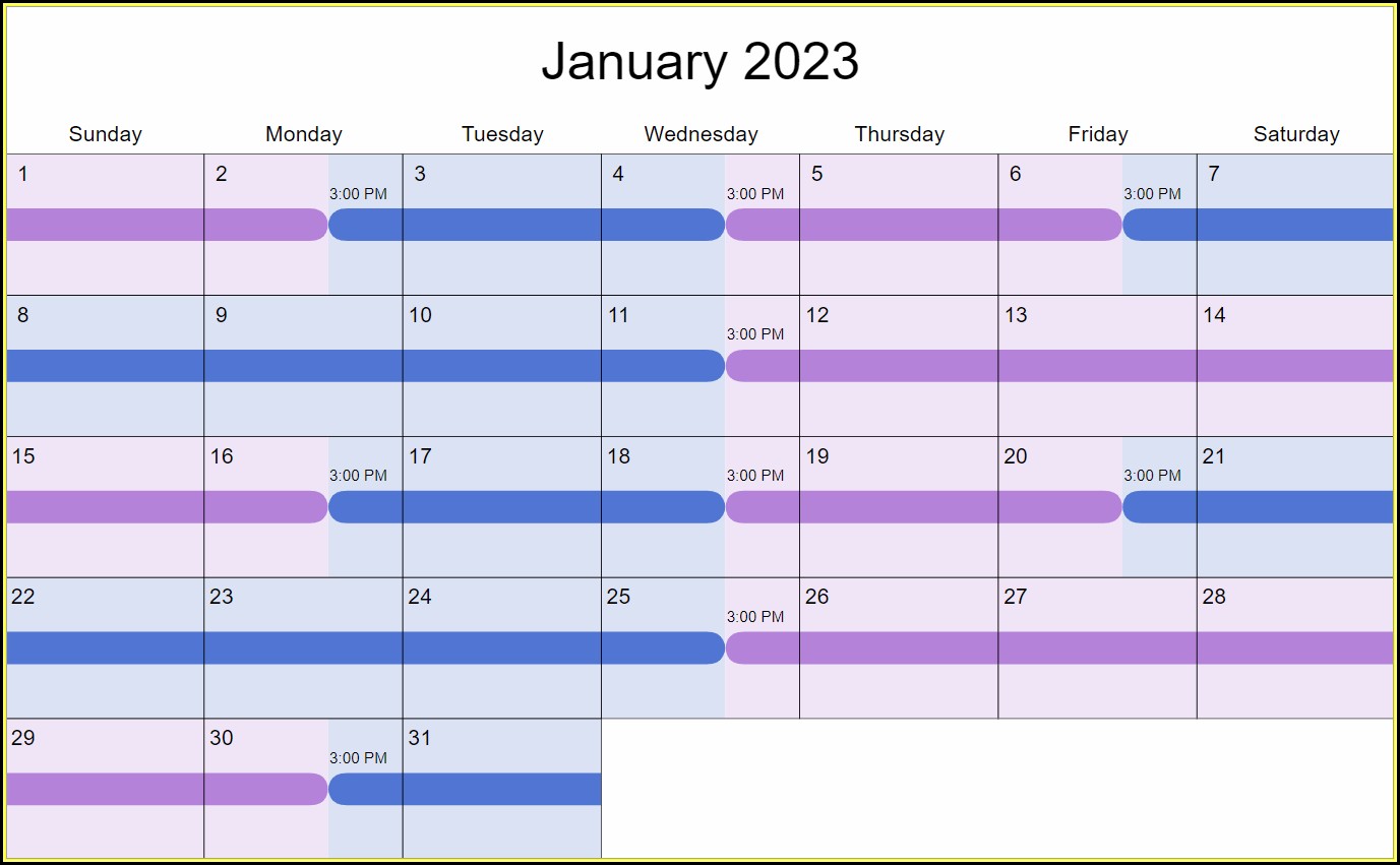 Monthly Shift Rotation Schedule Template