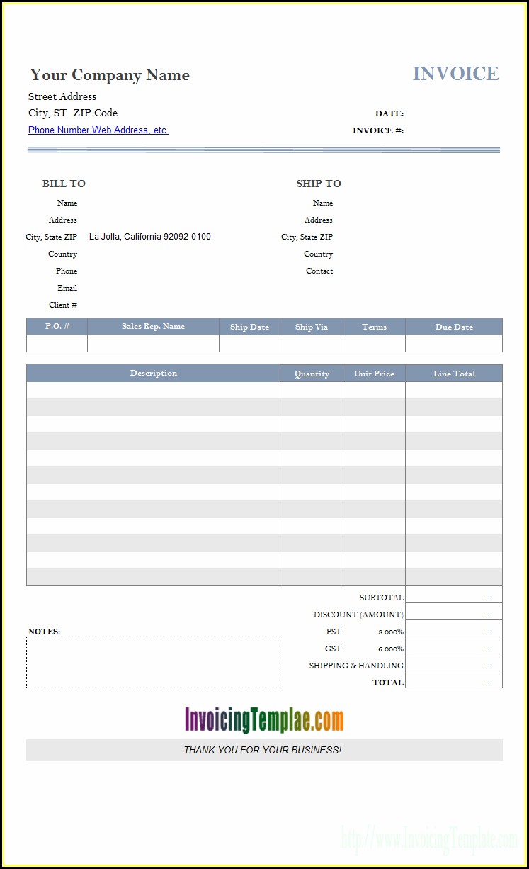 Ms Invoice Template Free