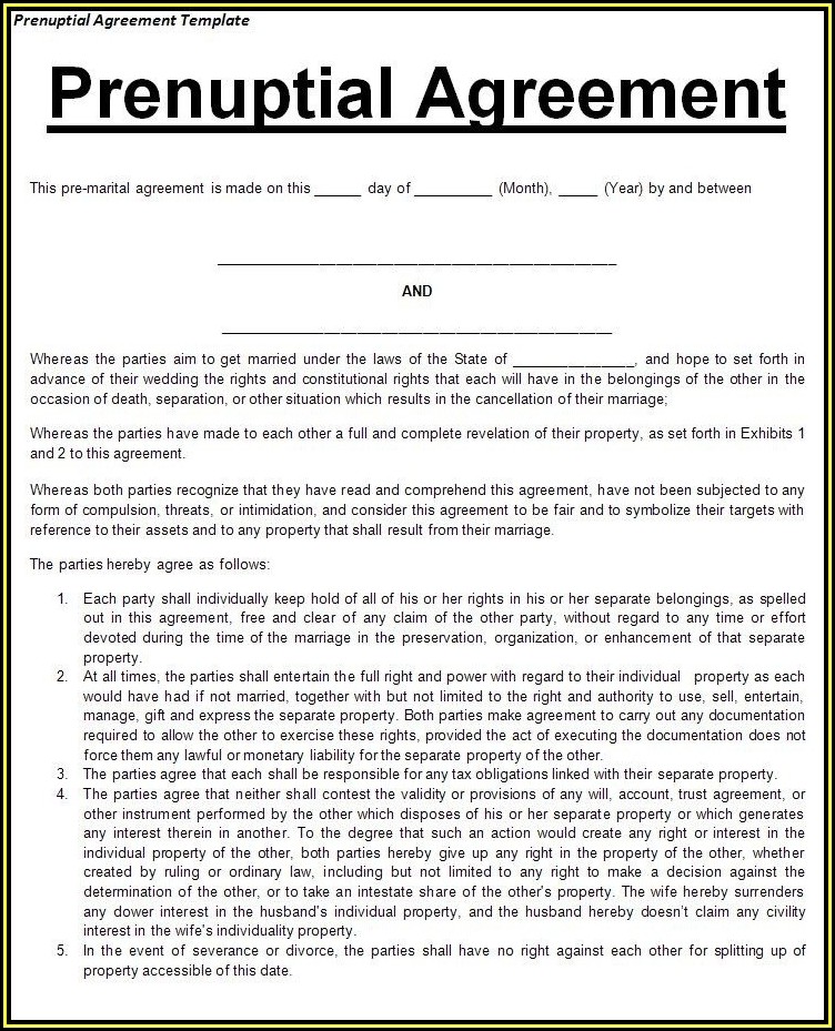 Prenuptial Agreement Florida Form