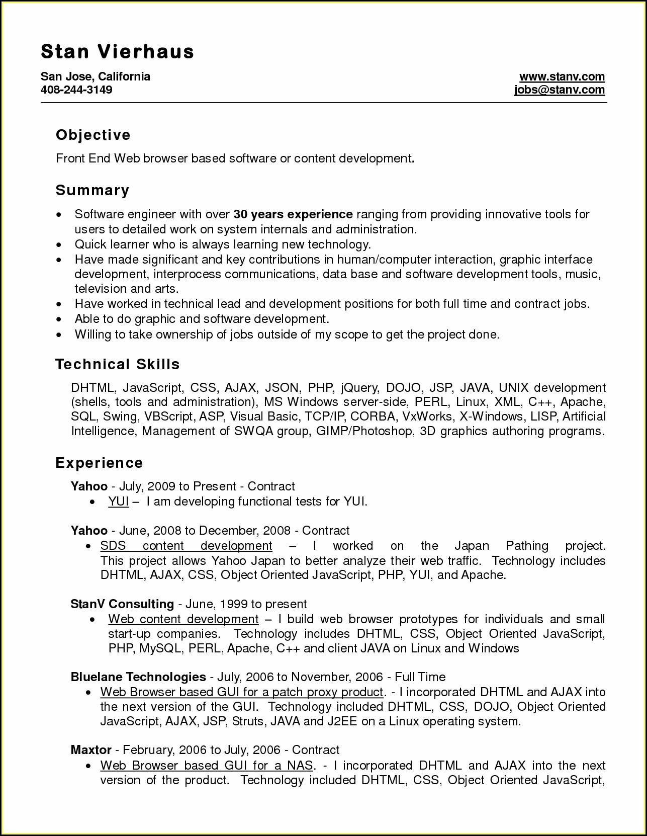 Resume Template Microsoft Word 2007