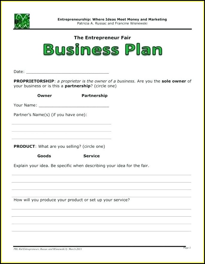 Sales Rep Business Plan Template