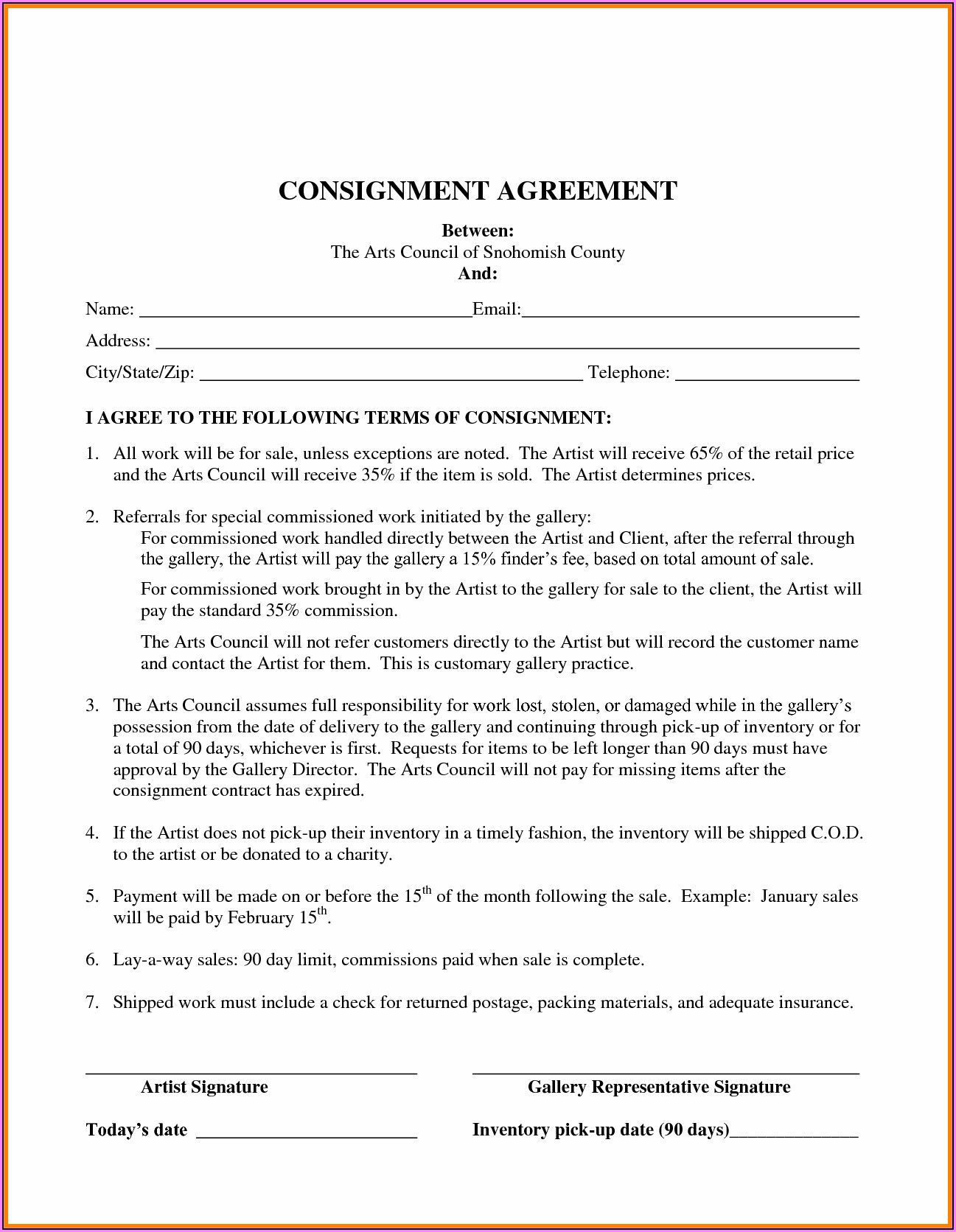 Ebay Consignment Contract Templates