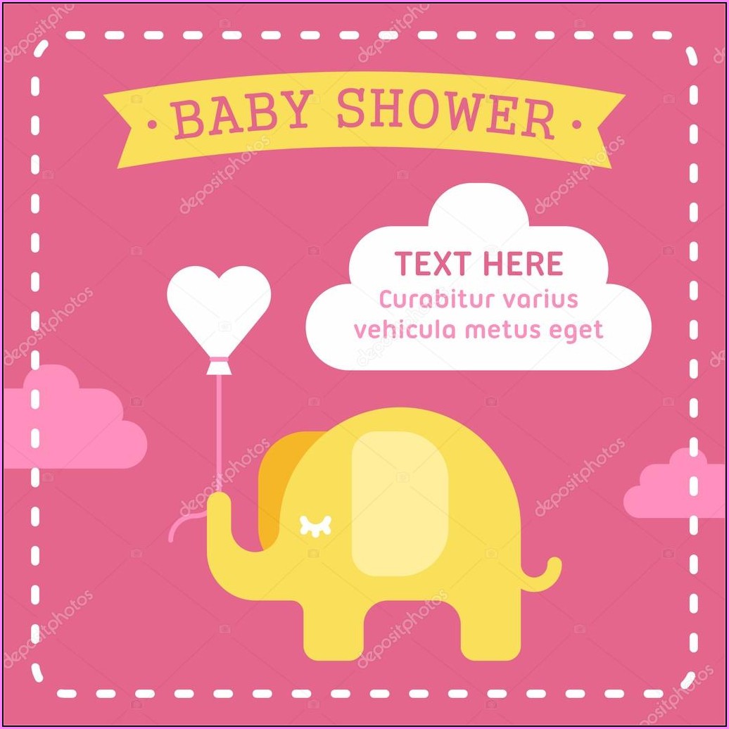 Elephant Girl Baby Shower Invitations Templates