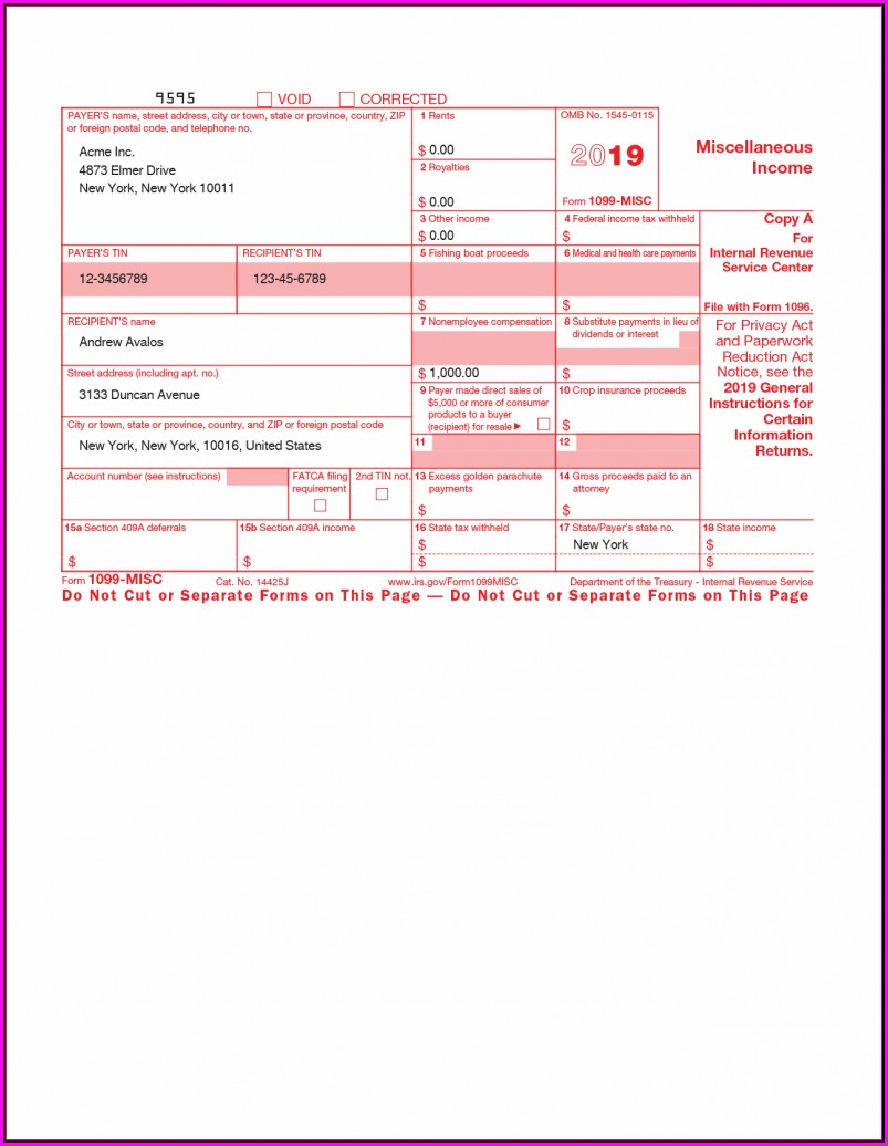 Fill Out 1099 Misc Form Online Free