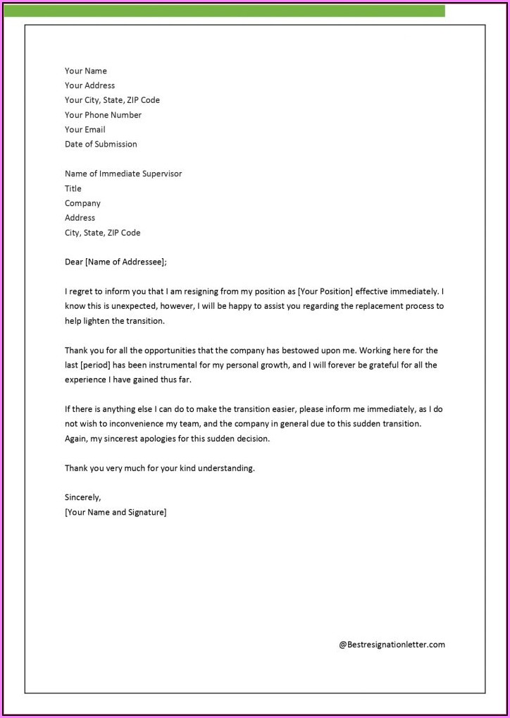 Free Basic Resignation Letter Template