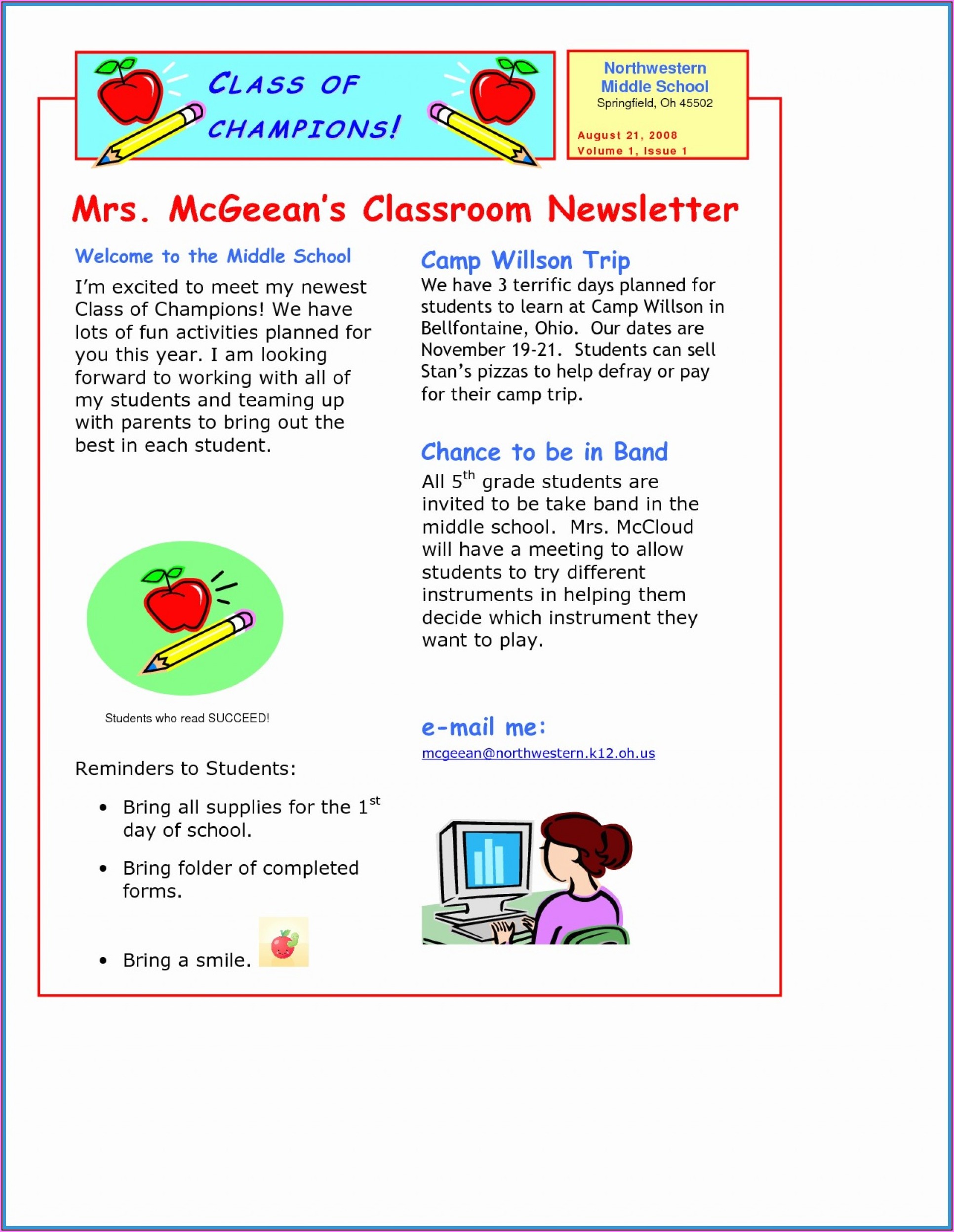Free Classroom Newsletter Templates Word