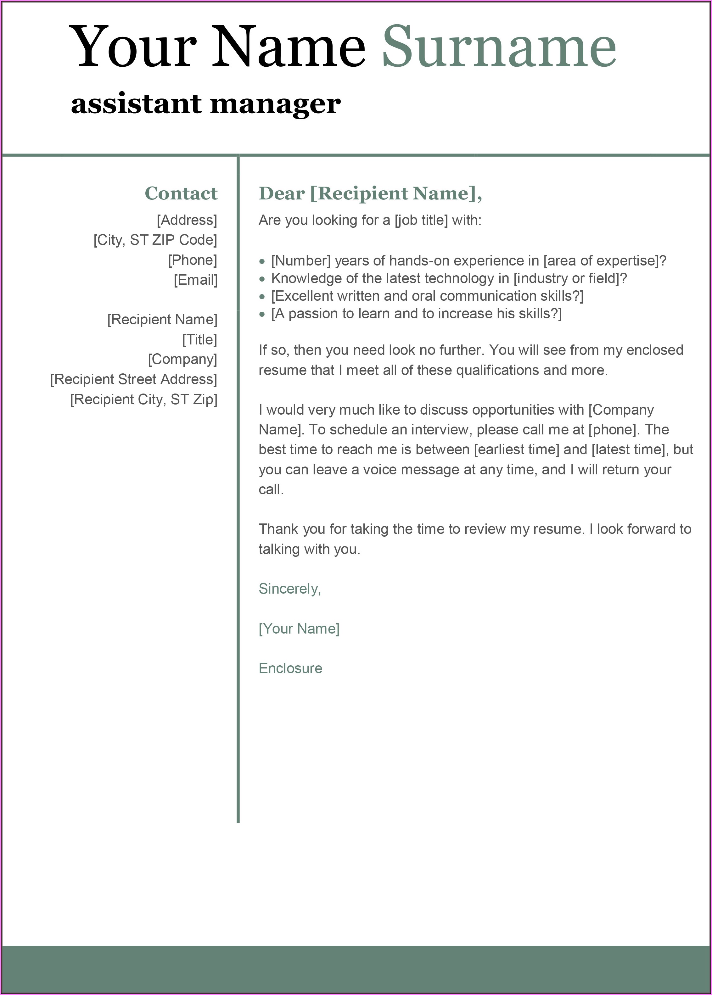 Free Cover Letter Templates Download