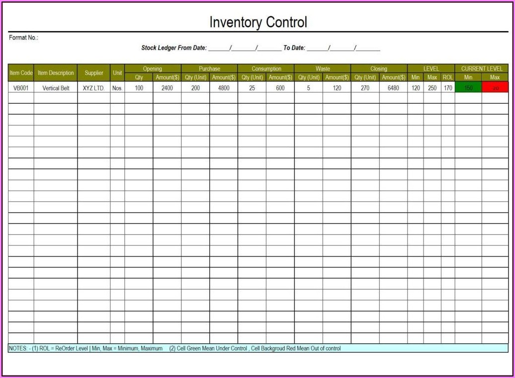 Free Inventory Spreadsheet Template Excel