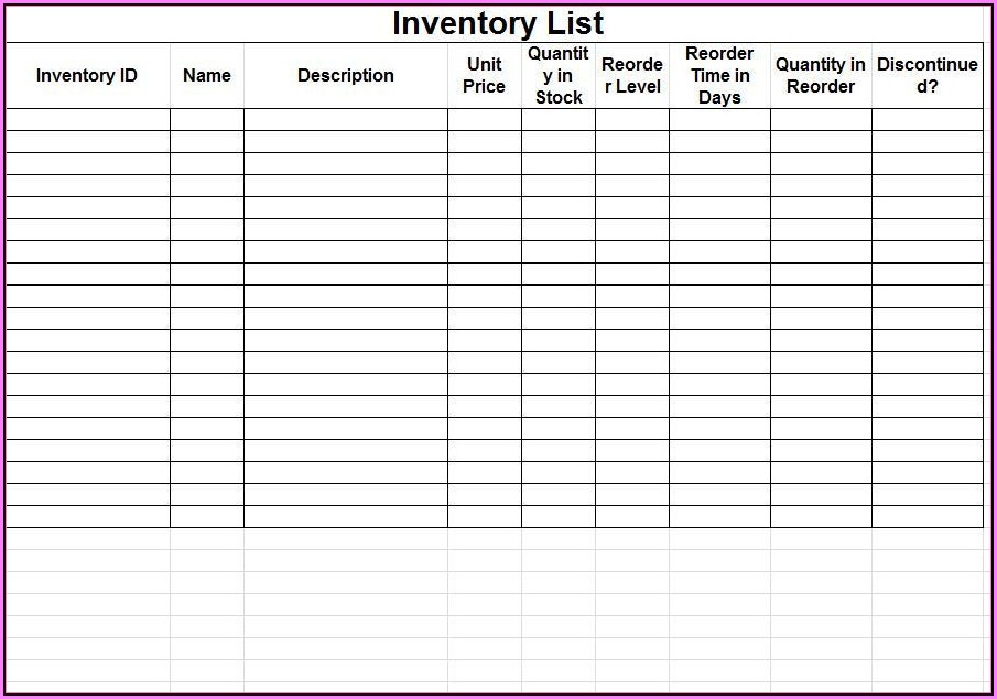 Free Inventory Spreadsheet Template