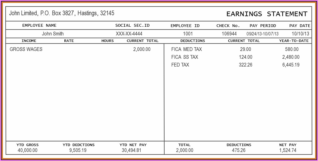 Free Pay Stub Template Excel