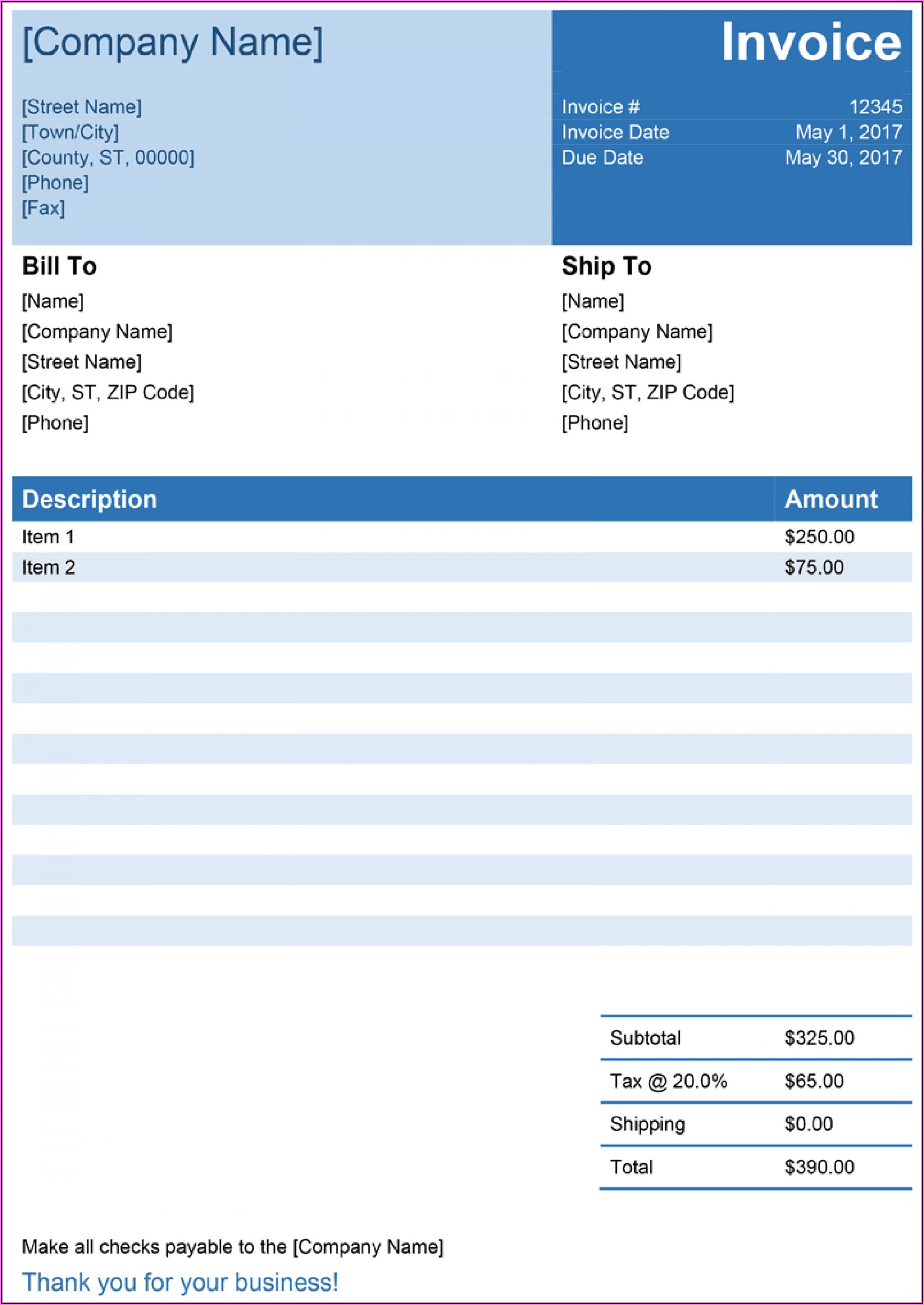 Free Templates For Invoices Download