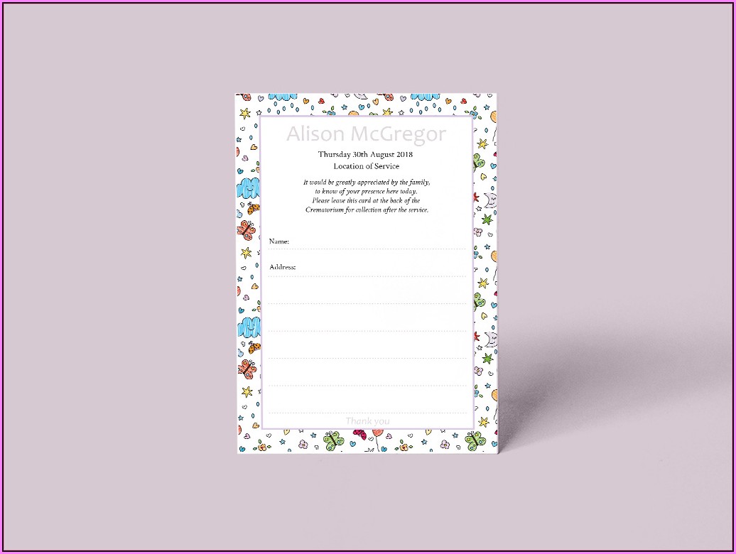 Funeral Attendance Cards Templates