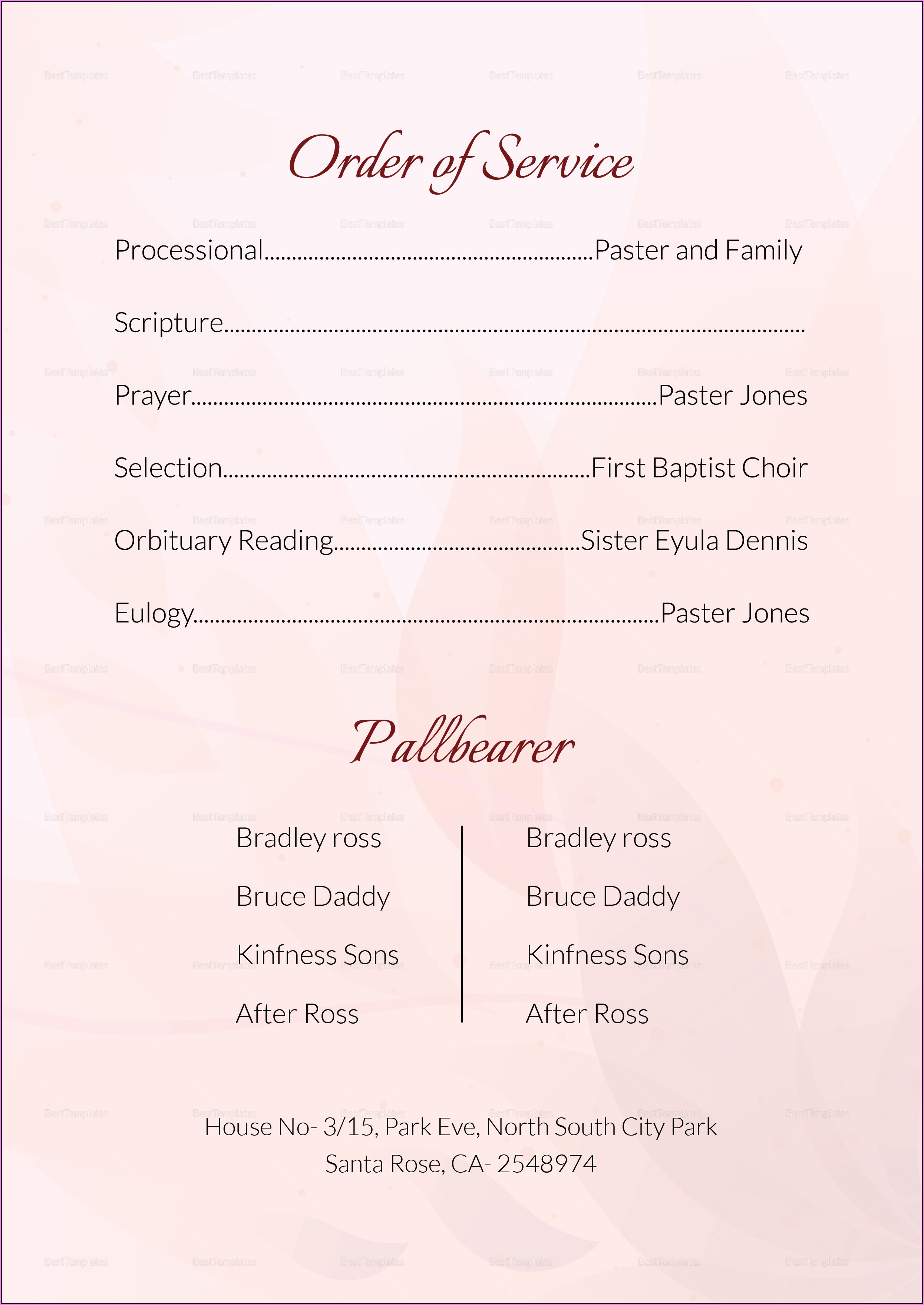 Funeral Service Template Uk Free