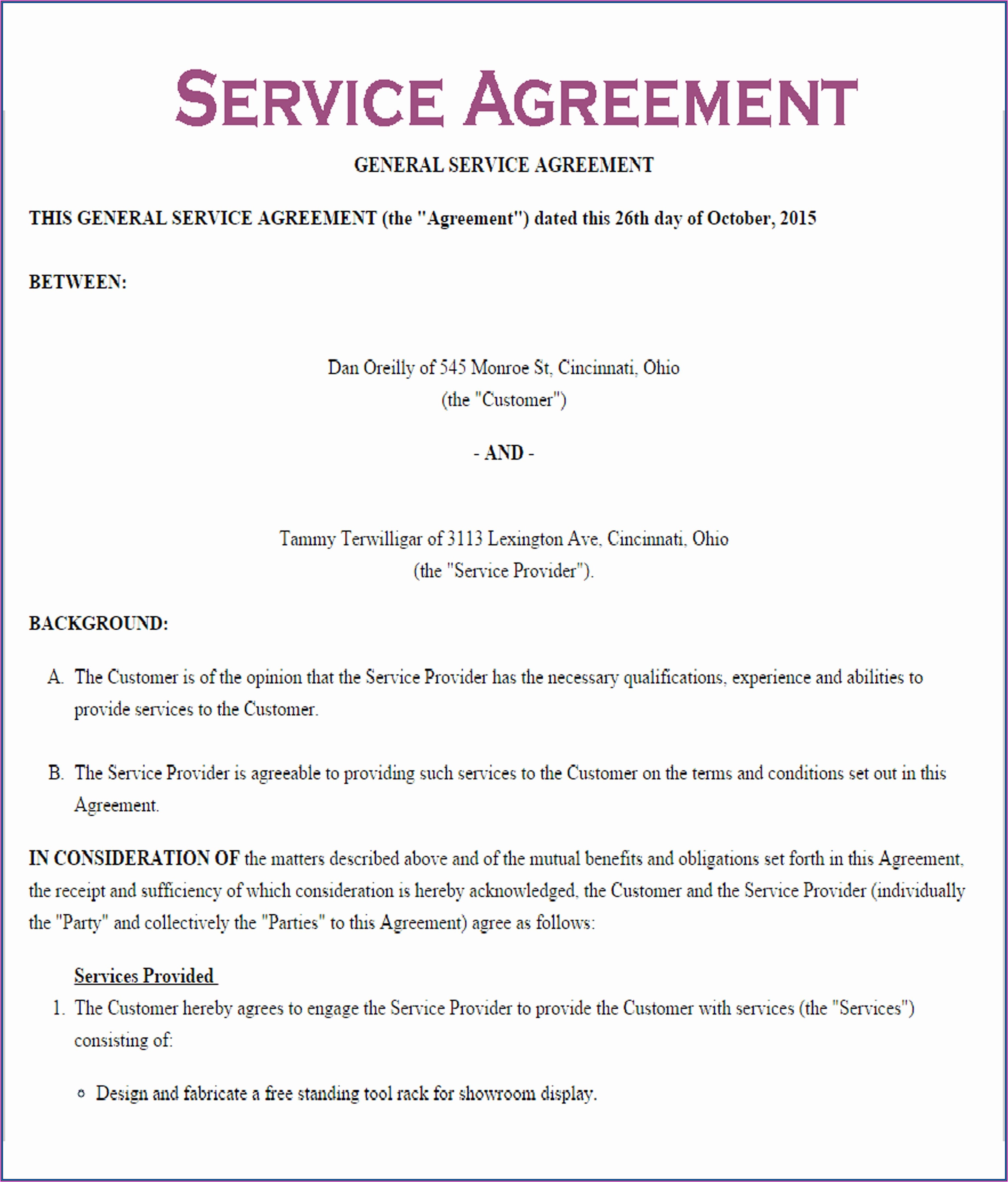General Service Contract Template Word