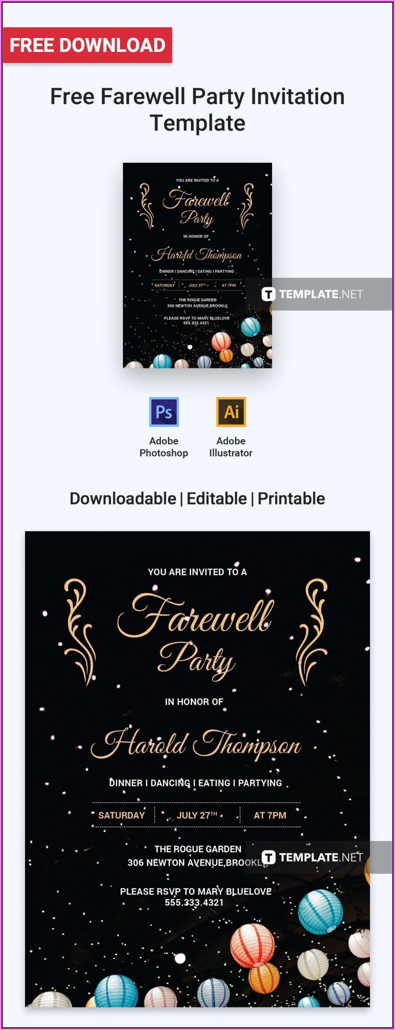 Going Away Party Invitation Template Free