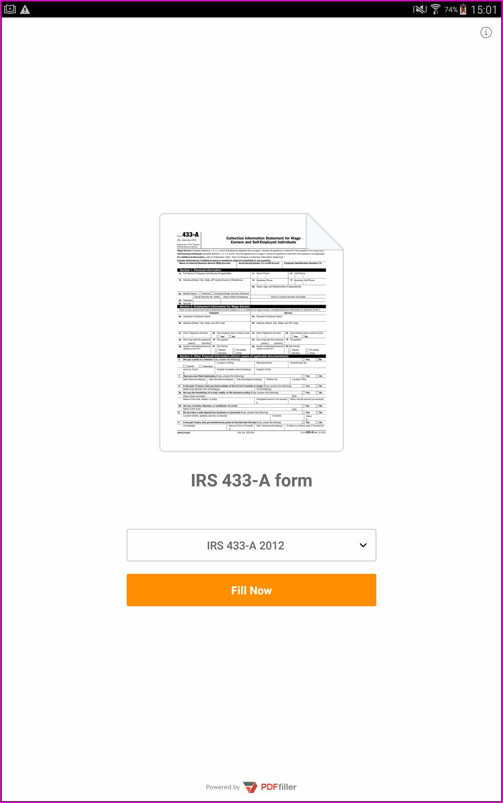 Irs Form 433 A Fillable
