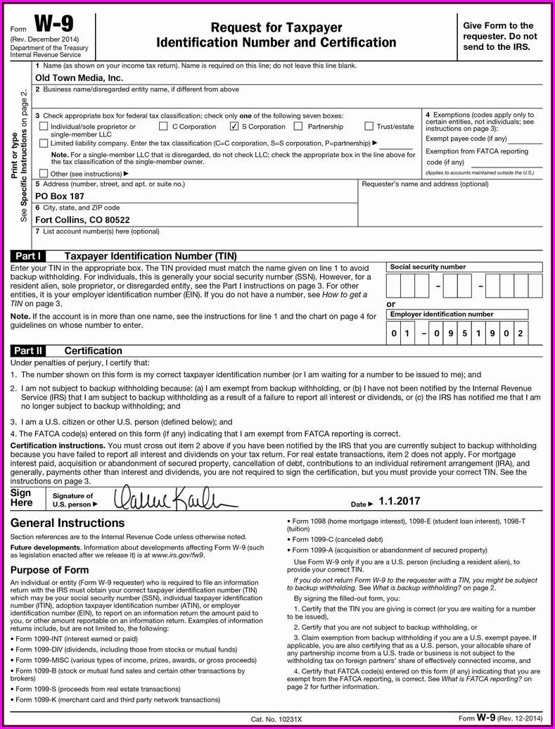 Irs W 9 Fillable Form Free Form Resume Examples v19xPe697E