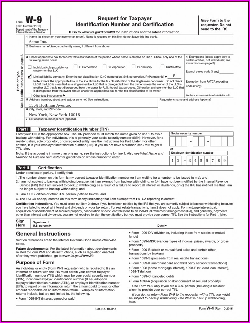 Irs.gov W 9 Form Fillable