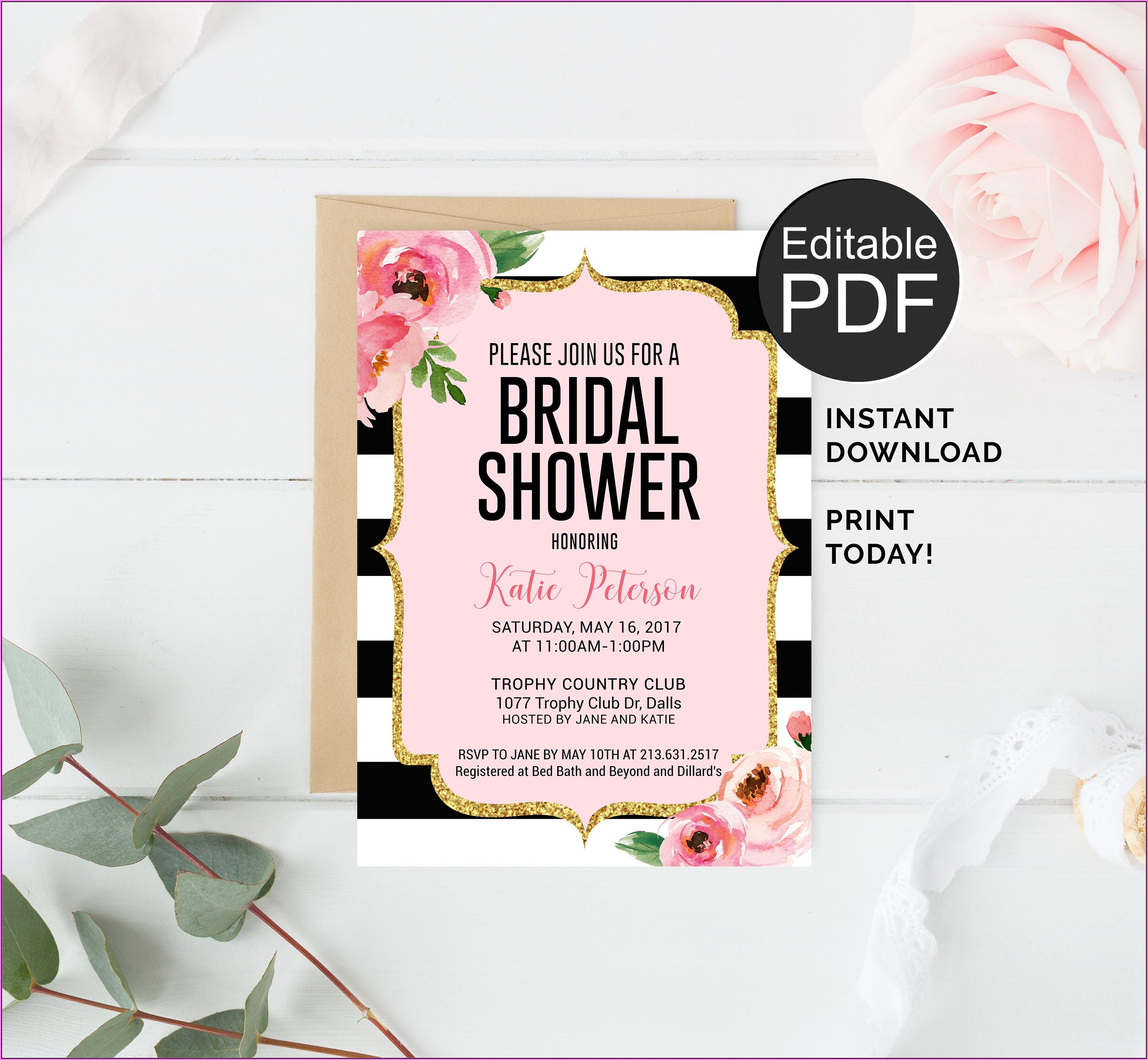 Kate Spade Bridal Shower Invitation Template