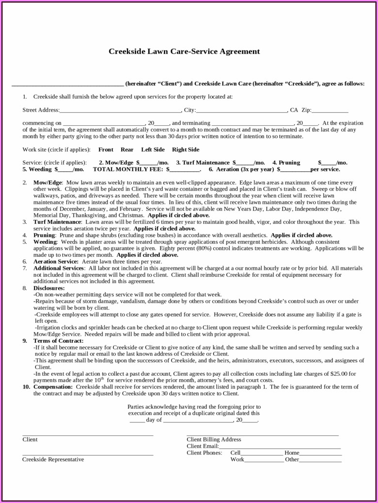 Lawn Care Service Contract Template