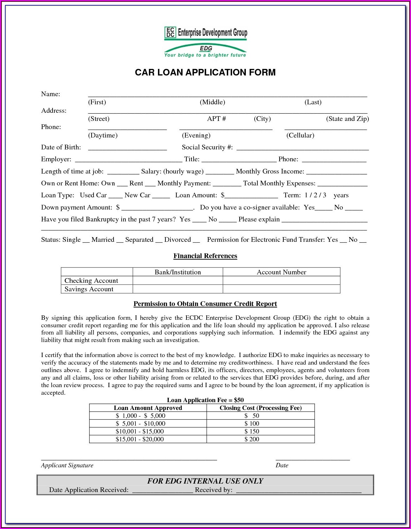 Loaner Car Agreement Form