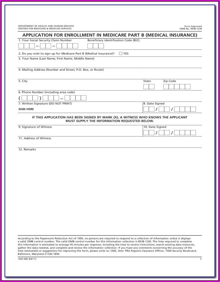Medicare Enrolment Application Form