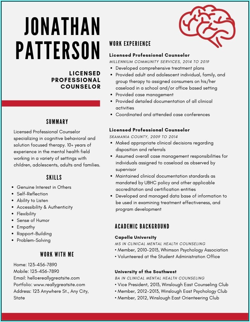 Mental Health Counselor Resume Template
