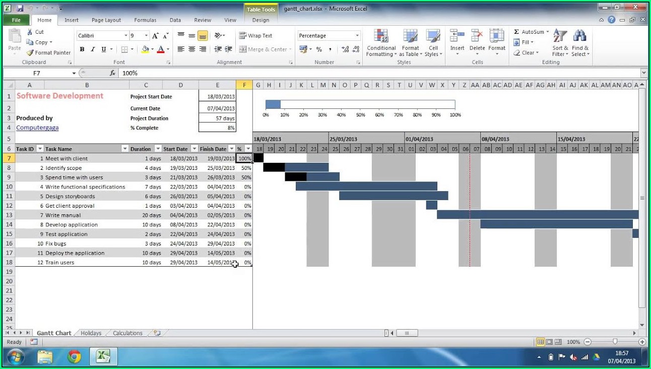 Monthly Gantt Chart Excel Template Free Download
