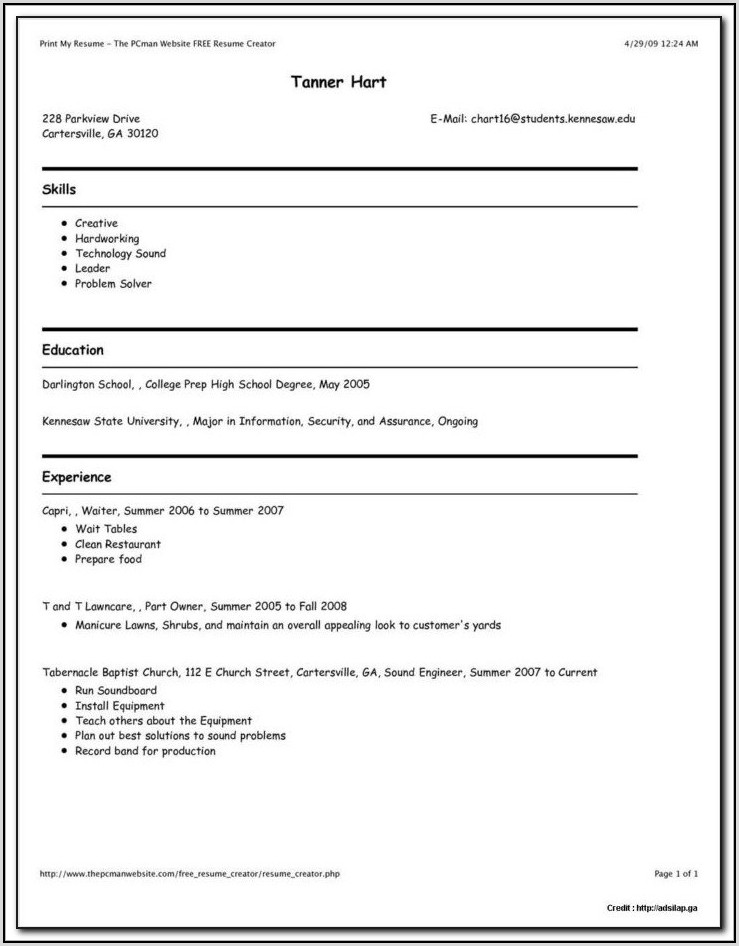 Online Free Resume Builder And Download
