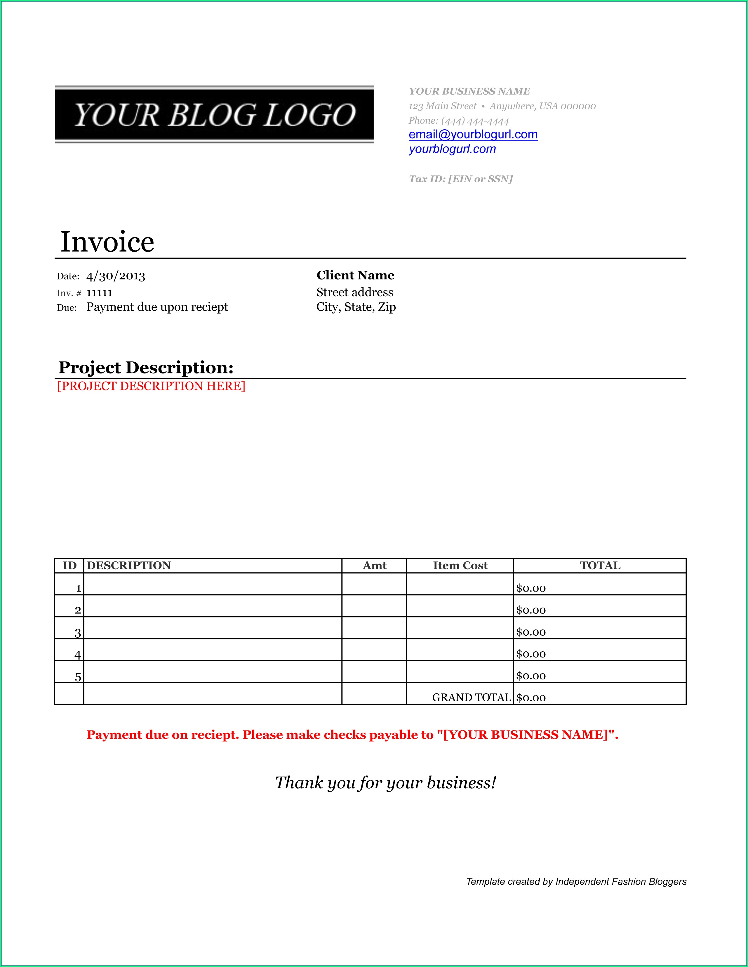 Paid Invoice Samples