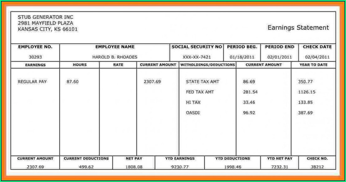 Payroll Stub Template Canada