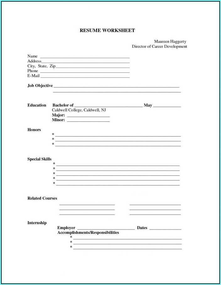 Printable Blank Resume Template Pdf