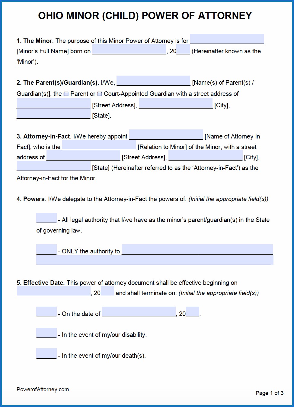 Printable Medical Power Of Attorney Form Ohio