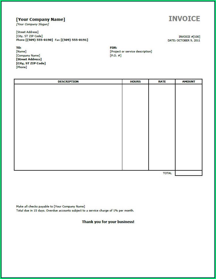 Invoice Template For Openoffice Free