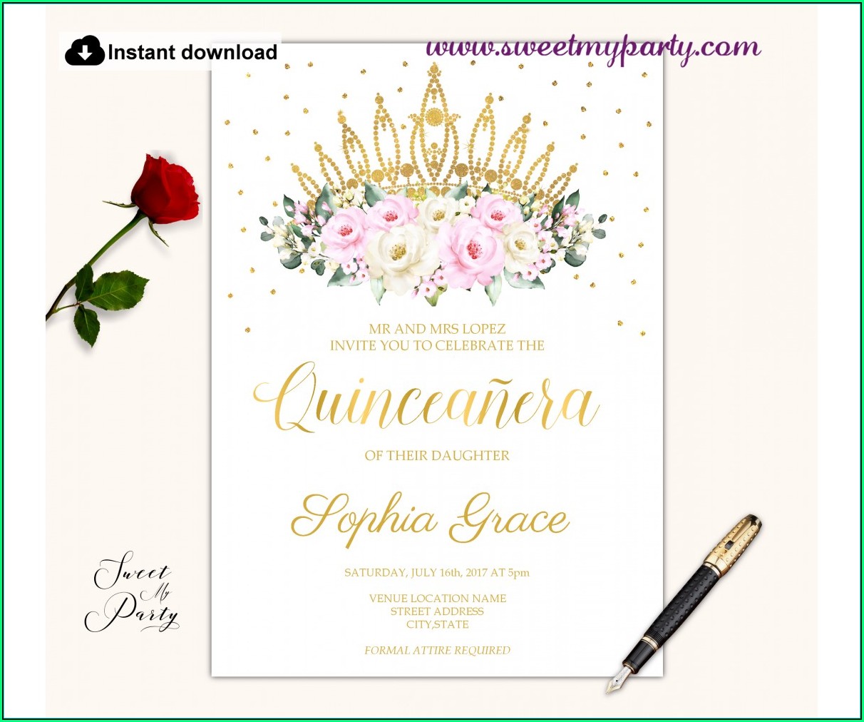 Quinceanera Invitations Templates Download
