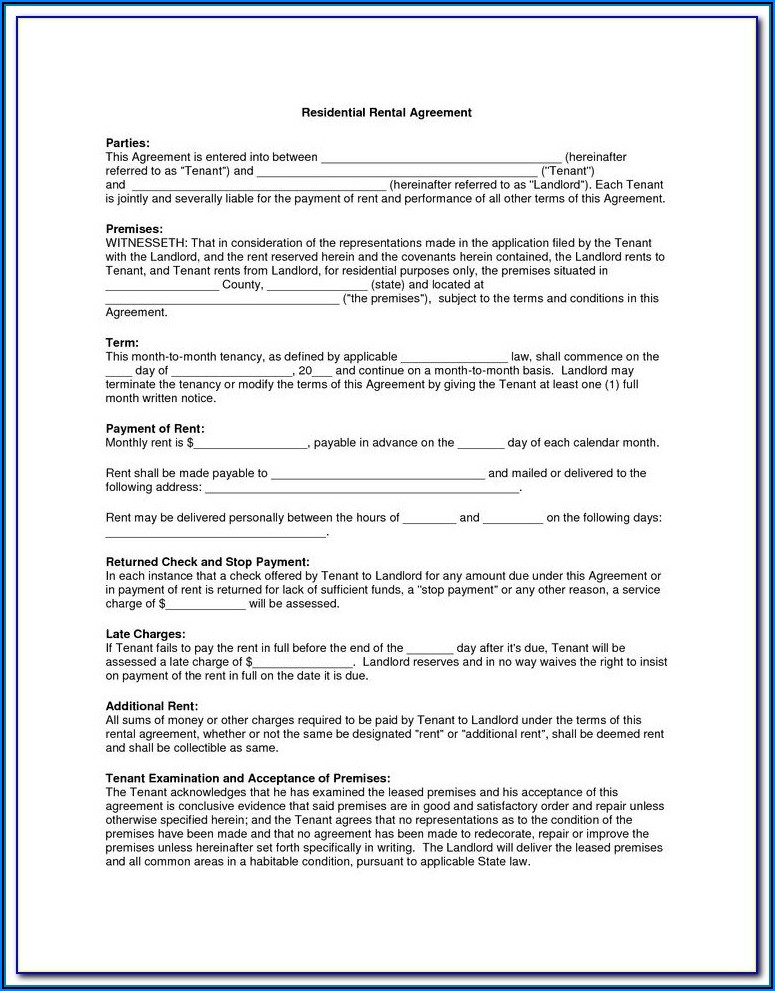 Rental Agreement Form Nevada