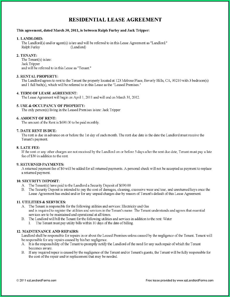 Rental Lease Agreement Template Free