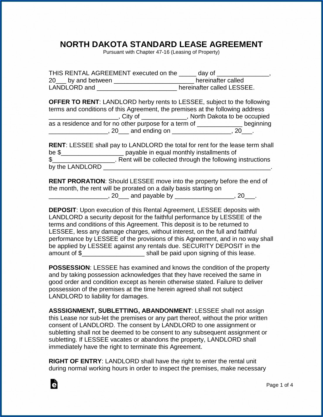 Residential Lease Agreement Il