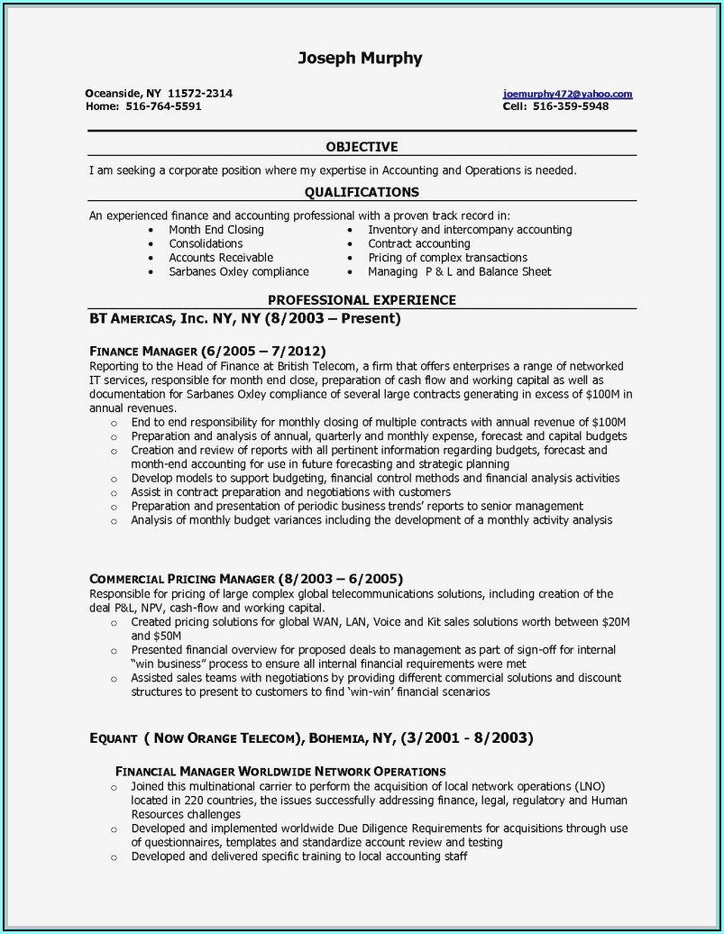 Resume Examples For Manager