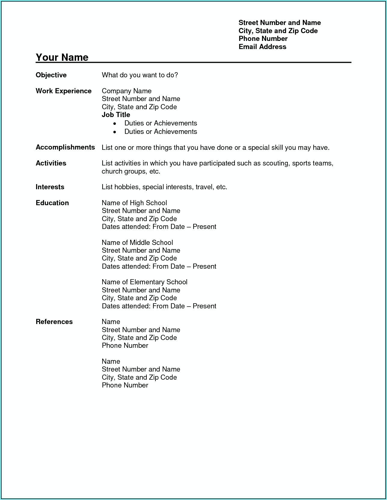 Resume Format Download In Ms Word For Teacher