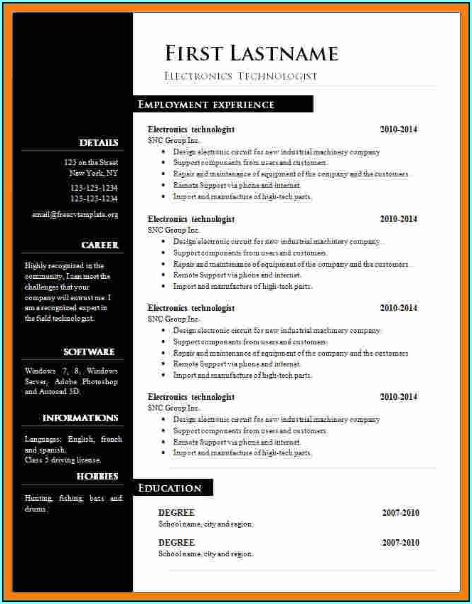 Resume Format For Experienced Free Download In Ms Word