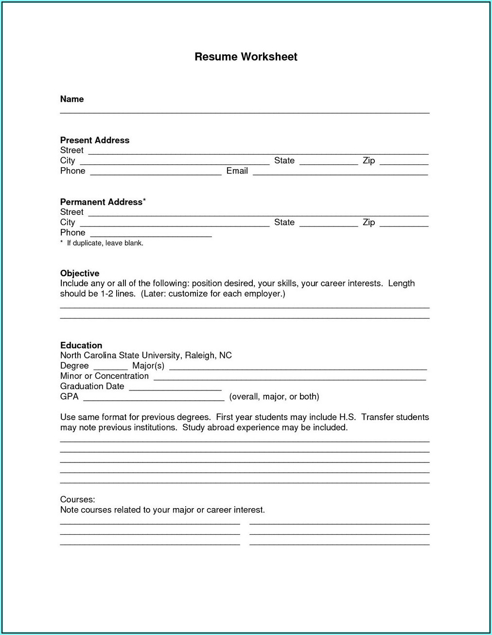 Resume Format For Teacher In Word File