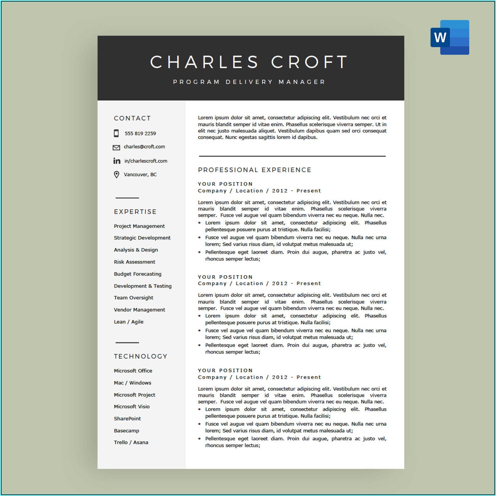 Resume Template For Mac Free Download