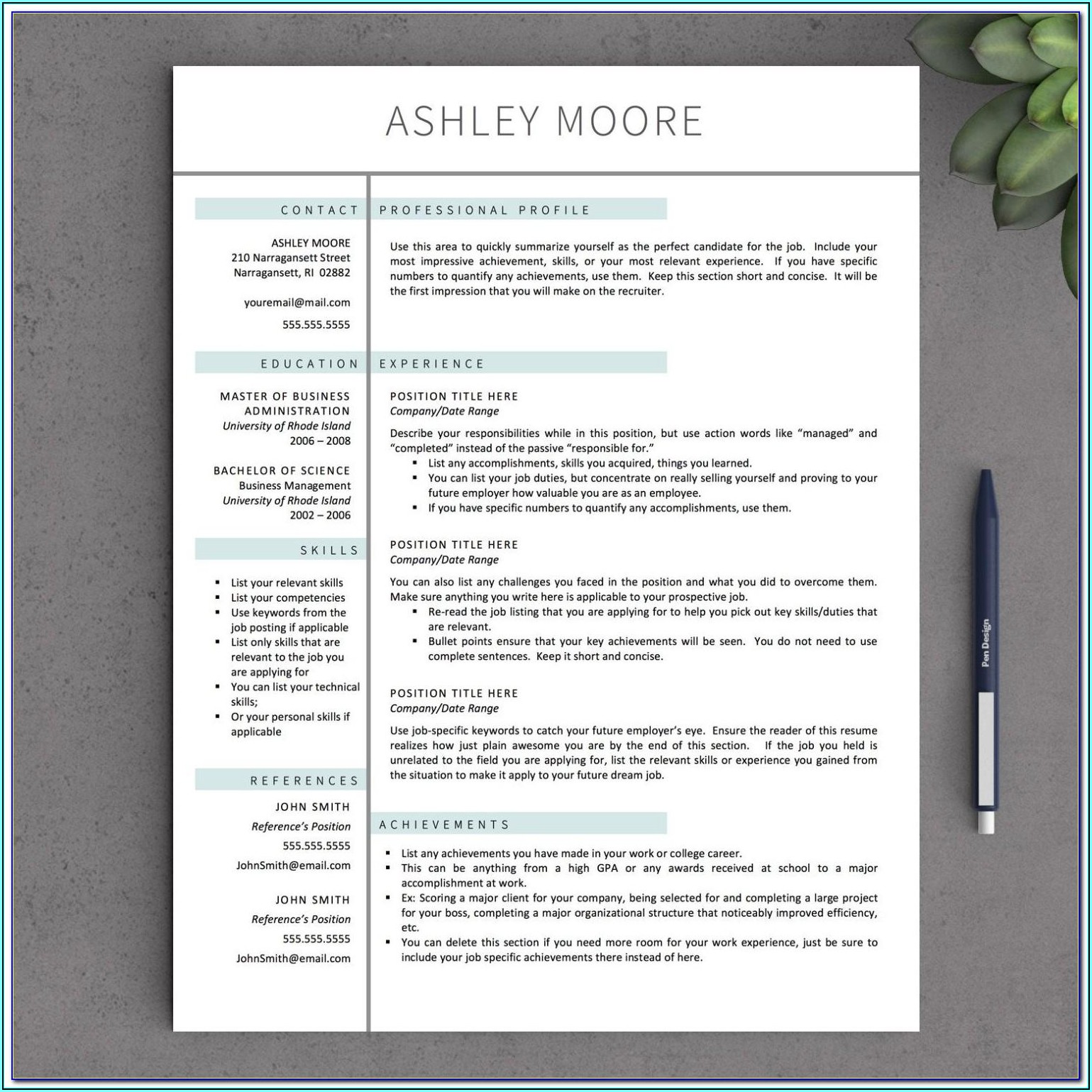 Resume Templates For Freshers In Word Format Free Download