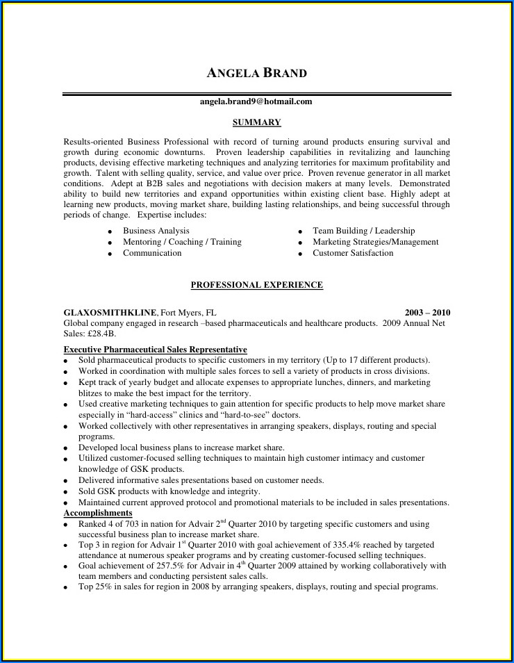 Resume Templates For Sales Associate